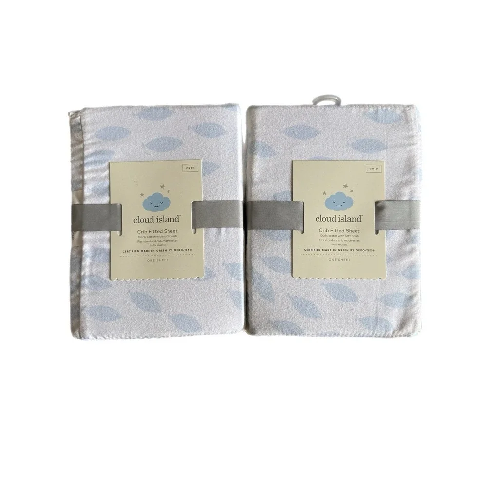 2-Crib Fitted Sheets Cloud Island  100% cotton‎ for Standard Crib Mattresses NEW